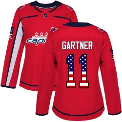 Authentic Women's Mike Gartner Red Jersey - #11 Hockey Washington Capitals USA Flag Fashion