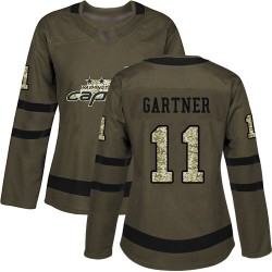 Authentic Women's Mike Gartner Green Jersey - #11 Hockey Washington Capitals Salute to Service