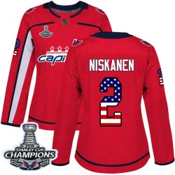Authentic Women's Matt Niskanen Red Jersey - #2 Hockey Washington Capitals 2018 Stanley Cup Final Champions USA Flag Fashion