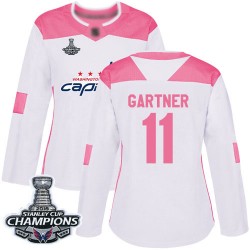 Authentic Women's Mike Gartner White/Pink Jersey - #11 Hockey Washington Capitals 2018 Stanley Cup Final Champions Fashion