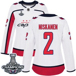Authentic Women's Matt Niskanen White Away Jersey - #2 Hockey Washington Capitals 2018 Stanley Cup Final Champions