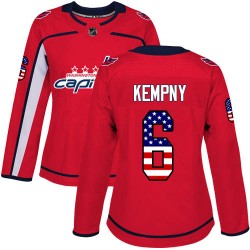 Authentic Women's Michal Kempny Red Jersey - #6 Hockey Washington Capitals USA Flag Fashion