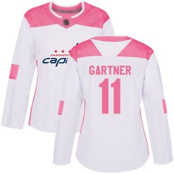 Authentic Women's Mike Gartner White/Pink Jersey - #11 Hockey Washington Capitals Fashion