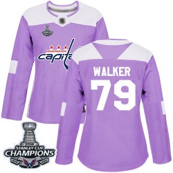 Authentic Women's Nathan Walker Purple Jersey - #79 Hockey Washington Capitals 2018 Stanley Cup Final Champions Fights Cancer Pr