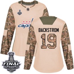 Authentic Women's Nicklas Backstrom Camo Jersey - #19 Hockey Washington Capitals 2018 Stanley Cup Final Champions Veterans Day P