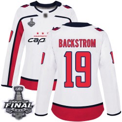 Authentic Women's Nicklas Backstrom White Away Jersey - #19 Hockey Washington Capitals 2018 Stanley Cup Final Champions