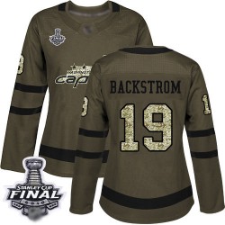 Authentic Women's Nicklas Backstrom Green Jersey - #19 Hockey Washington Capitals 2018 Stanley Cup Final Champions Salute to Ser
