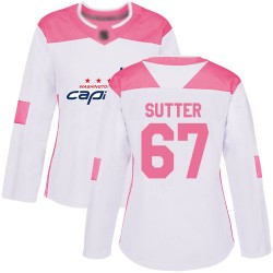 Authentic Women's Riley Sutter White/Pink Jersey - #67 Hockey Washington Capitals Fashion