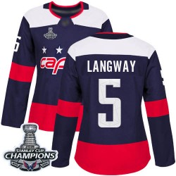 Authentic Women's Rod Langway Navy Blue Jersey - #5 Hockey Washington Capitals 2018 Stanley Cup Final Champions 2018 Stadium Ser