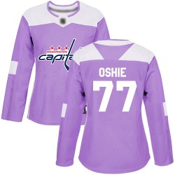 Authentic Women's T.J. Oshie Purple Jersey - #77 Hockey Washington Capitals Fights Cancer Practice