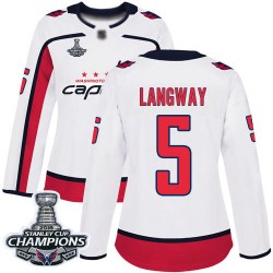 Authentic Women's Rod Langway White Away Jersey - #5 Hockey Washington Capitals 2018 Stanley Cup Final Champions