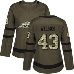 Authentic Women's Tom Wilson Green Jersey - #43 Hockey Washington Capitals Salute to Service