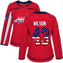 Authentic Women's Tom Wilson Red Jersey - #43 Hockey Washington Capitals USA Flag Fashion