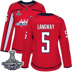 Authentic Women's Rod Langway Red Home Jersey - #5 Hockey Washington Capitals 2018 Stanley Cup Final Champions