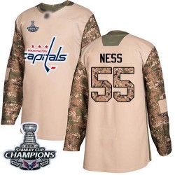 Authentic Youth Aaron Ness Camo Jersey - #55 Hockey Washington Capitals 2018 Stanley Cup Final Champions Veterans Day Practice