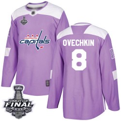 Authentic Youth Alex Ovechkin Purple Jersey - #8 Hockey Washington Capitals 2018 Stanley Cup Final Champions Fights Cancer Pract