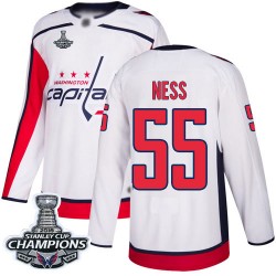 Authentic Youth Aaron Ness White Away Jersey - #55 Hockey Washington Capitals 2018 Stanley Cup Final Champions