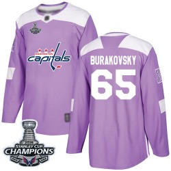 Authentic Youth Andre Burakovsky Purple Jersey - #65 Hockey Washington Capitals 2018 Stanley Cup Final Champions Fights Cancer P