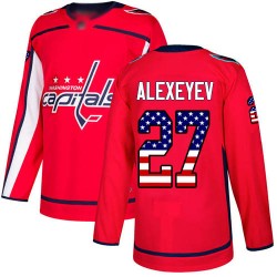 Authentic Youth Alexander Alexeyev Red Jersey - #27 Hockey Washington Capitals USA Flag Fashion
