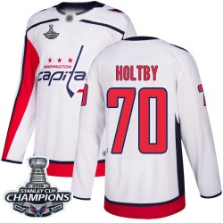 Authentic Youth Braden Holtby White Away Jersey - #70 Hockey Washington Capitals 2018 Stanley Cup Final Champions