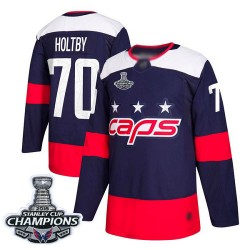 Authentic Youth Braden Holtby Navy Blue Jersey - #70 Hockey Washington Capitals 2018 Stanley Cup Final Champions 2018 Stadium Se