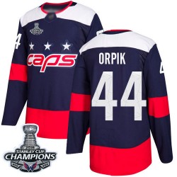 Authentic Youth Brooks Orpik Navy Blue Jersey - #44 Hockey Washington Capitals 2018 Stanley Cup Final Champions 2018 Stadium Ser