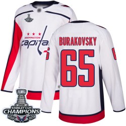 Authentic Youth Andre Burakovsky White Away Jersey - #65 Hockey Washington Capitals 2018 Stanley Cup Final Champions