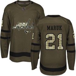 Authentic Youth Dennis Maruk Green Jersey - #21 Hockey Washington Capitals Salute to Service