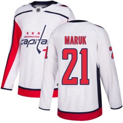 Authentic Youth Dennis Maruk White Away Jersey - #21 Hockey Washington Capitals