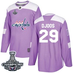 Authentic Youth Christian Djoos Purple Jersey - #29 Hockey Washington Capitals 2018 Stanley Cup Final Champions Fights Cancer Pr