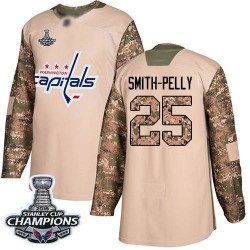 Authentic Youth Devante Smith-Pelly Camo Jersey - #25 Hockey Washington Capitals 2018 Stanley Cup Final Champions Veterans Day P