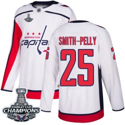 Authentic Youth Devante Smith-Pelly White Away Jersey - #25 Hockey Washington Capitals 2018 Stanley Cup Final Champions