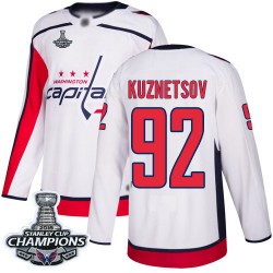 Authentic Youth Evgeny Kuznetsov White Away Jersey - #92 Hockey Washington Capitals 2018 Stanley Cup Final Champions