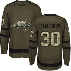 Authentic Youth Ilya Samsonov Green Jersey - #30 Hockey Washington Capitals Salute to Service