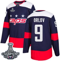 Authentic Youth Dmitry Orlov Navy Blue Jersey - #9 Hockey Washington Capitals 2018 Stanley Cup Final Champions 2018 Stadium Seri