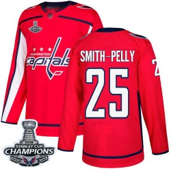Authentic Youth Devante Smith-Pelly Red Home Jersey - #25 Hockey Washington Capitals 2018 Stanley Cup Final Champions