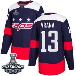 Authentic Youth Jakub Vrana Navy Blue Jersey - #13 Hockey Washington Capitals 2018 Stanley Cup Final Champions 2018 Stadium Seri