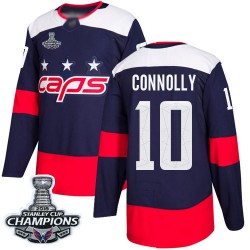 Authentic Men's Brett Connolly Navy Blue Jersey - #10 Hockey Washington Capitals 2018 Stanley Cup Final Champions 2018 Stadium S