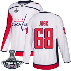 Authentic Youth Jaromir Jagr White Away Jersey - #68 Hockey Washington Capitals 2018 Stanley Cup Final Champions