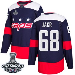 Authentic Youth Jaromir Jagr Navy Blue Jersey - #68 Hockey Washington Capitals 2018 Stanley Cup Final Champions 2018 Stadium Ser