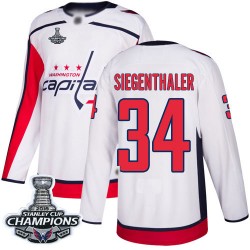Authentic Youth Jonas Siegenthaler White Away Jersey - #34 Hockey Washington Capitals 2018 Stanley Cup Final Champions