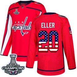 Authentic Youth Lars Eller Red Jersey - #20 Hockey Washington Capitals 2018 Stanley Cup Final Champions USA Flag Fashion
