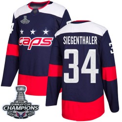 Authentic Youth Jonas Siegenthaler Navy Blue Jersey - #34 Hockey Washington Capitals 2018 Stanley Cup Final Champions 2018 Stadi