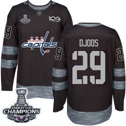 Authentic Men's Christian Djoos Black Jersey - #29 Hockey Washington Capitals 2018 Stanley Cup Final Champions 1917-2017 100th A