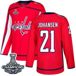 Authentic Youth Lucas Johansen Red Home Jersey - #21 Hockey Washington Capitals 2018 Stanley Cup Final Champions