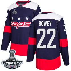 Authentic Youth Madison Bowey Navy Blue Jersey - #22 Hockey Washington Capitals 2018 Stanley Cup Final Champions 2018 Stadium Se