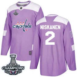 Authentic Youth Matt Niskanen Purple Jersey - #2 Hockey Washington Capitals 2018 Stanley Cup Final Champions Fights Cancer Pract