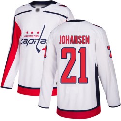 Authentic Youth Lucas Johansen White Away Jersey - #21 Hockey Washington Capitals