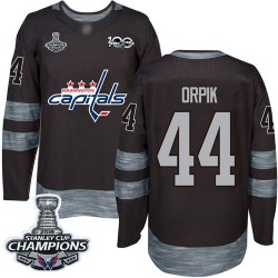 Authentic Men's Brooks Orpik Black Jersey - #44 Hockey Washington Capitals 2018 Stanley Cup Final Champions 1917-2017 100th Anni