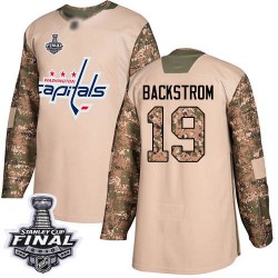 Authentic Youth Nicklas Backstrom Camo Jersey - #19 Hockey Washington Capitals 2018 Stanley Cup Final Champions Veterans Day Pra